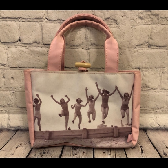 The Body Shop Handbags - EUC The Body Shop pink with Vintage photo bag